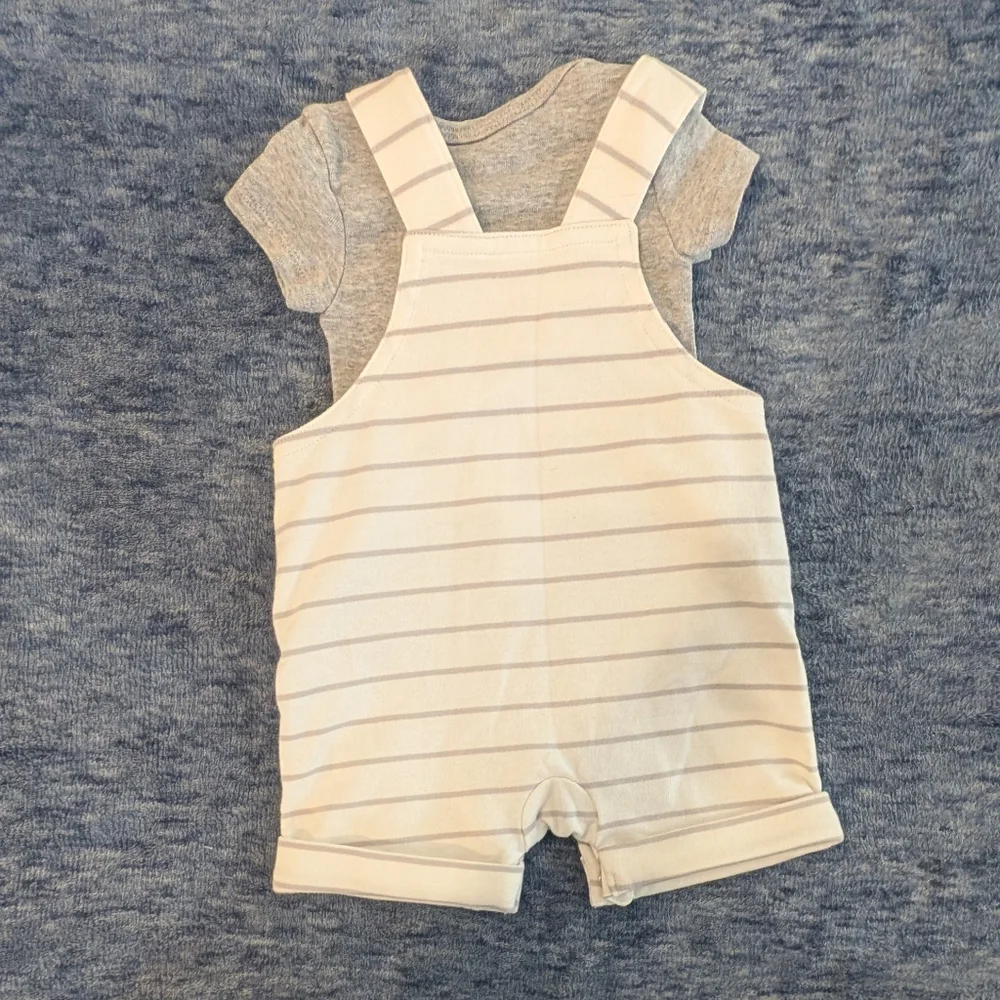 Carter's 3M Gray Bodysuit and White Bear Romper Set